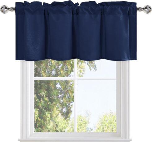 DWCN Valance Curtains for Living Room, Navy Window Valance Solid Short Topper, Short Curtains Valance for Small Window, Farmhouse Valance -1 Panel...