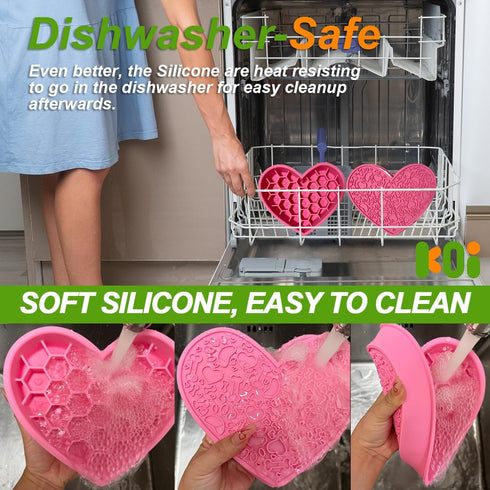 Silicone Slow Feeder Dog Bowls & Cat 2-in-1 Puzzle Dog Bowls Pet Food Bowls Encourages Slow Eating Lick Mat Design, Reduces Gulping, Dishwasher Fi...