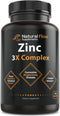 Zinc Supplement Complex with Copper and Vitamin C - Natural Flow 3X Zinc Carnosine, Bisglycinate Chelate, and Orotate, Chelated Zinc Copper, Easy ...