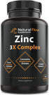 Zinc Supplement Complex with Copper and Vitamin C - Natural Flow 3X Zinc Carnosine, Bisglycinate Chelate, and Orotate, Chelated Zinc Copper, Easy ...