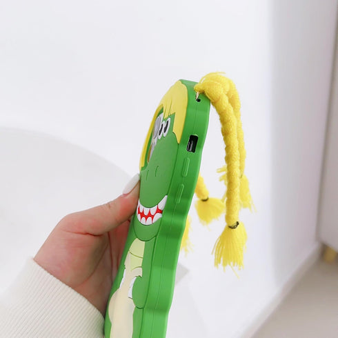 3D Cute Dinosaur Soft Case for iPhone 12 Pro Max,3D Cute Cartoon Kawaii Braid Dinosaur Kids Teens Girls Women Creative Character Soft Silicone Cas...