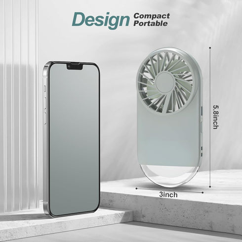 Handheld Mini Fan, USB Rechargeable Small Pocket Fan 7 Working Hours with Flashlight, 4 Speeds, Portable Fan for Travel/Summer/Concerts/Lash...