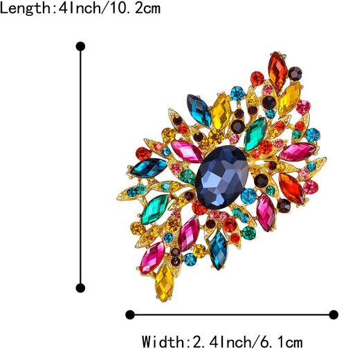 BriLove Women 's Elegant Stunning Crystal Rhinestone Marquise Oval Leaf Bouquet Brooch Pin for Party Prom...