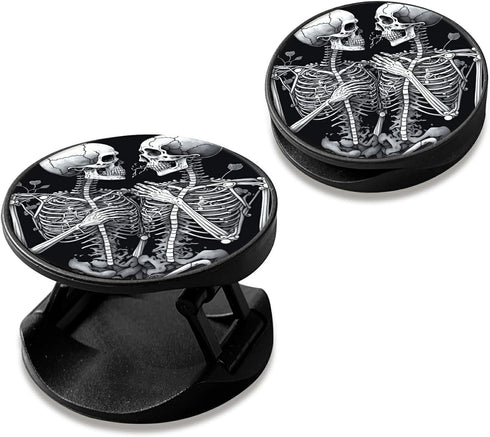 2-Pack Phone Case Holder for Fingers, Pop it for Phone, Phone Grip with Expanding Kickstand Compatible with All Phones and Tablets, Skull Leaf...