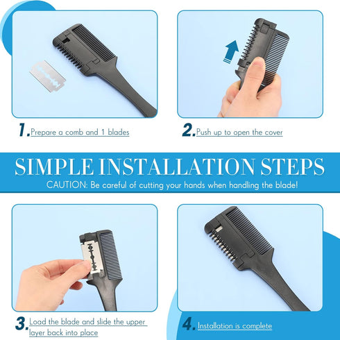 3 Pcs Pet Dog Cat Razor Comb with 50 Pcs Replacement Razors Hair Cutter Comb Cutting Scissors Hair Trimmer Comb Tool Grooming Dog Cat Double Sided...