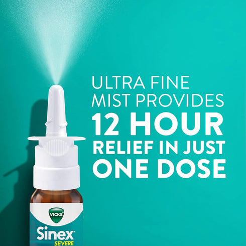 Vicks Sinex SEVERE Nasal Spray, Original Ultra Fine Mist, Decongestant Medicine, Relief from Stuffy Nose due to Cold or Allergy, & Nasal Congestio...