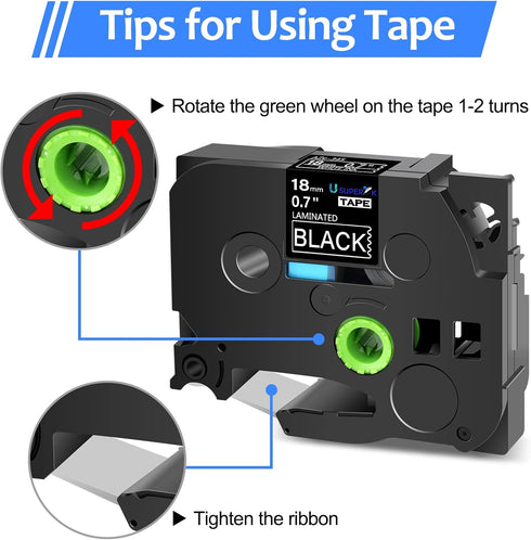 SuperInk 2 Pack Compatible for Brother P-Touch Label Maker Tape TZ345 TZ-345 TZe345 TZe-345 White on Black 18mm 0.7 Inch Laminated TZe TZ Tape for...