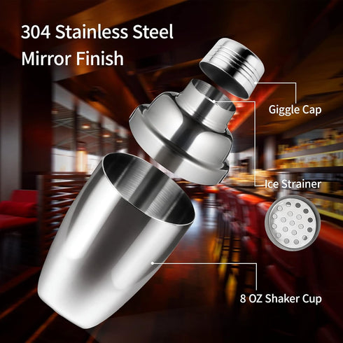 Newness Cocktail Shaker, Stainless Steel Martini Shaker, Drink Shaker Built-in Strainer, Professional Stainless Margarita Mixer, Bartender Kit Gif...