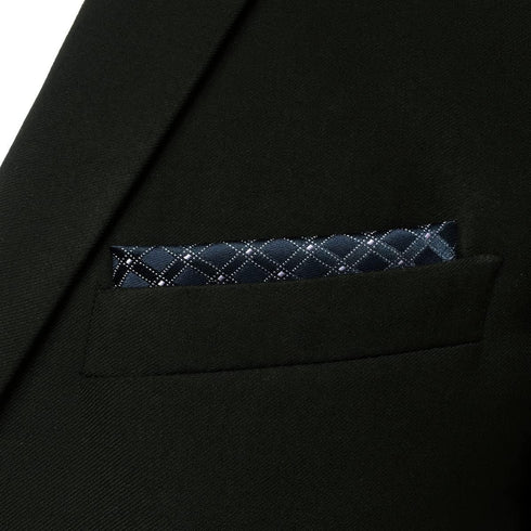 S&W SHLAX&WING Geometric Navy Handkerchief Pocket Squares for Men XL...