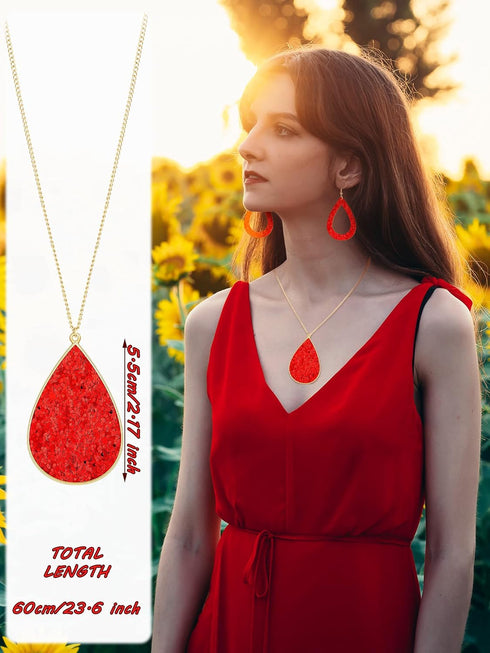 Hicarer Women's Glitter Jewelry Set, Include 2 Pieces Bridal Wedding Multi-Layer Bracelet 3 Pair Faux Leather Dangle Earrings 1 Piece Necklace for...