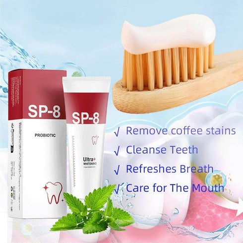 SP 8 Ultra Whitening Toothpaste,SP8 Probiotic Toothpaste, SP 8 Pasta De Dientes, SP 8 Toothpaste,Fresh Breath...