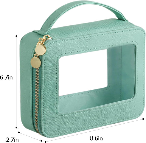 HBselect Clear Makeup Bag Organizer, Portable Travel Toiletry Cosmetic Bag Case for Women, Transparent Zipper Pouches Waterproof, Car Organizer fo...