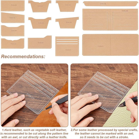 Acrylic Wallet Template Pattern Stencil Set for Clip Wallet Making DIY Keychain Key Ring Hand Crafts Tool Quilting Sewing Tool Durable 13 Pcs Card...