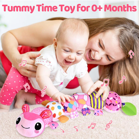 Baby Toys for 0-3-6-9-12 Months, Infant Stuffed Animal, Multi-Sensory Plush Toys, Tummy Time Musical Caterpillar Toy for Newborn, Soft Toys with C...