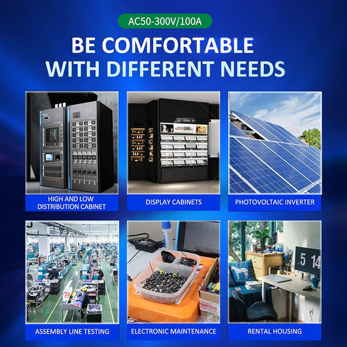 AC 50-300V 100A Multi Function Voltage Amperage Power Meter, Din Rail LCD Digital Backlight Energy Monitor, Built-in Current Transformer Ammeter V...