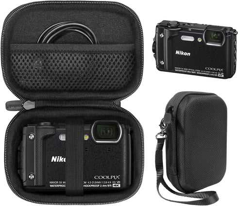 CaseSack Case for Nikon COOLPIX W300, AW130 Waterproof Camera, mesh pocket for SD cards, charge cord...