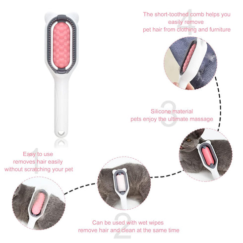 FuninCrea 4 in 1 Universal Pet Knots Remover, Pet Cleaning Hair Removal Comb Portable Multifunctional Pet Hair Knot Remover Reusable Pet Hair Brus...