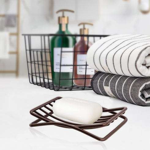 Soap Dish for Shower Bathroom Bar Soap Holder, Stainless Steel Self-draining Sponge Holder for Kitchen Sink Bathtub, Easy Cleaning Quick Dry, Bron...