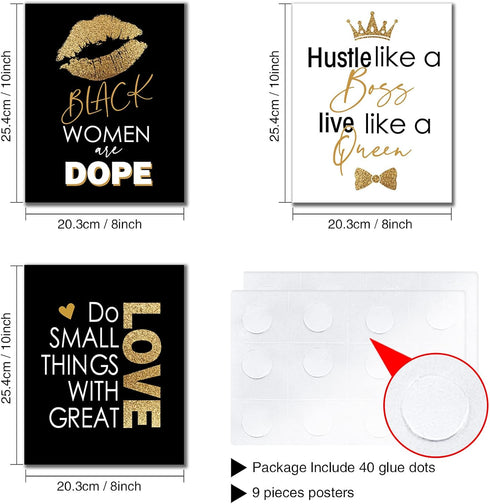 8 x 10 Inch Inspirational Wall Décor Teen Black Girls Bedroom Décor Makeup Lash Lips Wall Art Poster, Motivational Design for Bathroom Beauty Salo...