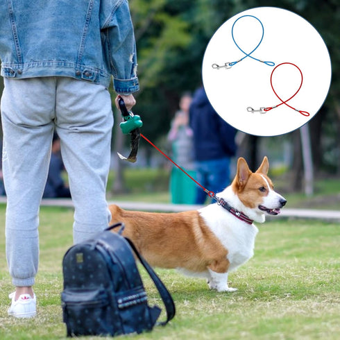 Chew Proof Cable Dog Leash Extension, 2 Pack Metal Cable Leads, Heavy Duty Dog Leash Non-Tangle Connect Leash for Any Leash & Collar & Harness, Do...
