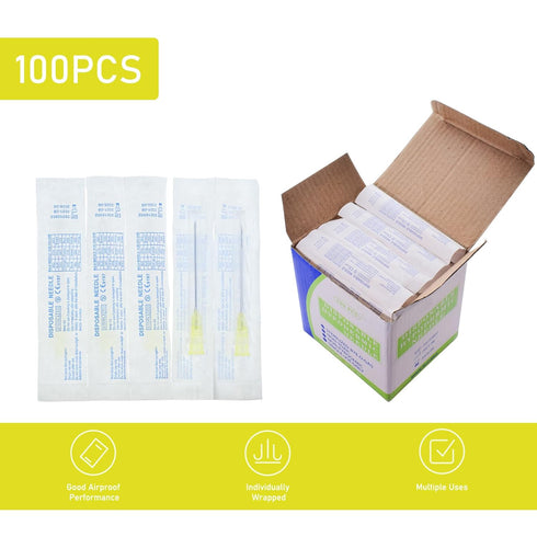 100 Pack 20 Gauge 1 Inch Lab Accessories, Individually Packaged. (20G-1 Inch)...
