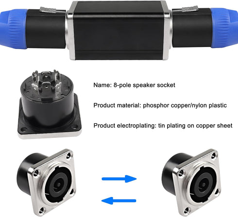 MEIRIYFA NL8MPR Speakon Coupler Connector,8Pin Speakon Female to Female Adapter Speaker Silver-Plated Plug Jack Straight Connector for NL8FC, NL8F...