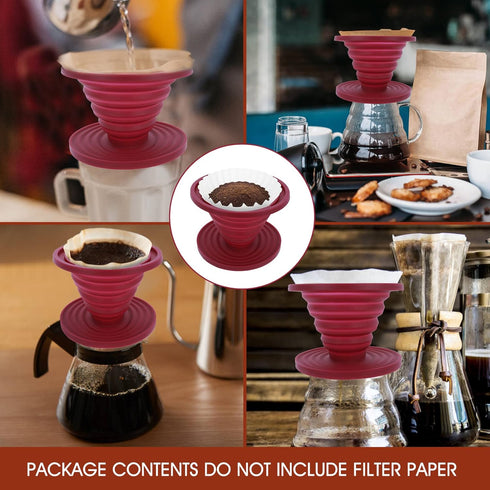 2 Pieces Collapsible Pour Over Coffee Dripper, Portable Camping Pour Over Coffee Maker, Reusable Silicone Pour Over Coffee Filter for Backpacking ...