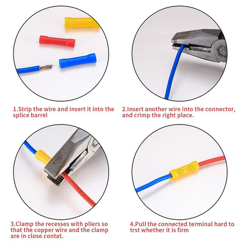 150 Pcs Electrical Butt Connectors Kit, Butt Splice Crimp Wire Connectors, Assorted Insulated Electrical Straight Wire Terminal Connectors, Automo...