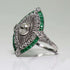 Vsoruln Evil Eye Rings 925 Sterling Silver Emerald Ring Cocktail Rings Anillos Para Mujer Oval Cut Green Gem Cubic Zirconia Promise Ring CZ Eterni...