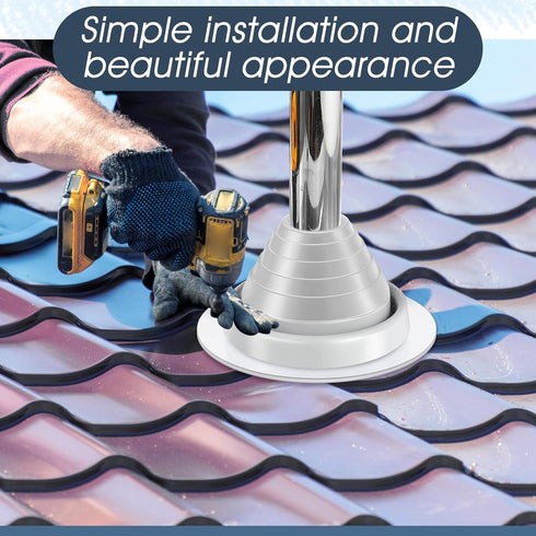 2 Pcs Pipe Flashing Boot for Pipe OD 1/4" to 5" EPDM Flexible Roof Jack Pipe Boot Metal Roofing Boots, 7-3/4 Inch in Base Diameter (Grey)...