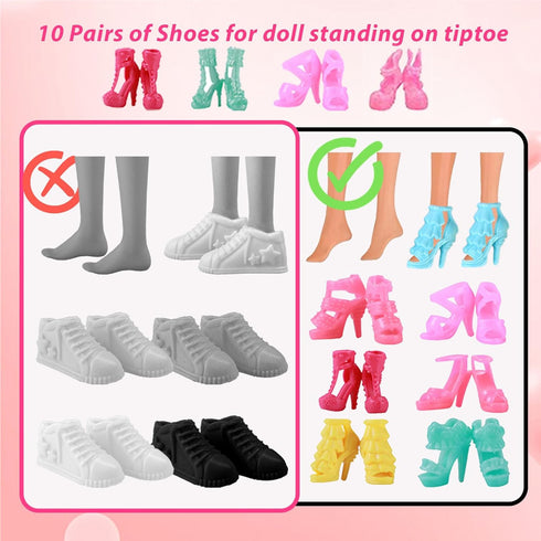 25 PCS Doll Clothes for 11.5 inch Girl Doll Including 3 Flower Dress 2 Seqien Dress 3 Casual Wear 2 Fashion Dress 2 Swimwear 10 Pair of Shoes Birt...