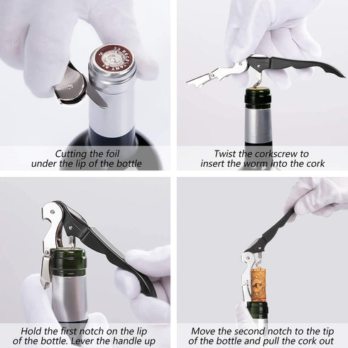 HYZ 2-Pack Wine Opener Waiter Corkscrew, Professional Wine Key for Servers, Bartender, with Foil Cutter, Manual Wine Bottle Opener Double Hinged (...