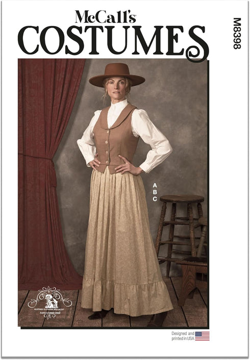 McCall's Misses' Old West Costume Sewing Pattern Packet, Design Code M8398, Sizes 8-10-12-14-16...
