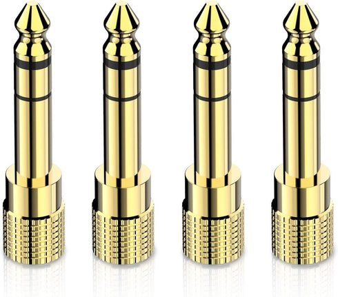 6.35mm (1/4 inch) Male to 3.5mm (1/8 inch) Female Stereo Audio Adapter Converter for Guitar Headphones Amp, Gold Plated 4 Pack...