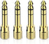 6.35mm (1/4 inch) Male to 3.5mm (1/8 inch) Female Stereo Audio Adapter Converter for Guitar Headphones Amp, Gold Plated 4 Pack...