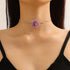 Rose Flower Choker Necklace Vintage Pearl Choker Necklace for Women Floral Choker Rose Choker Bride Wedding Party Summer Necklace (Purple)...