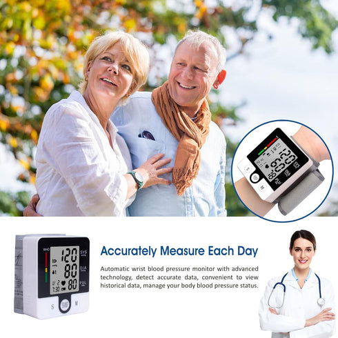 Wrist Blood Pressure Monitor Automatic Wrist Bp Monitor Talking Blood Pressure Cuff for Home Use Adjustable Cuffs for Adult Electronic Digital Lar...