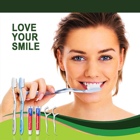 30 pcs Disposable Toothbrushes with Toothpaste Floss Individually Wrapped, 2 Color Disposable Toothbrush, 10g Toothpaste, Dental Floss Pick, Bulk ...