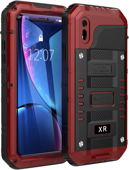 Beasyjoy for iPhone XR Metal Case Heavy Duty with Screen Full Body Protective Waterproof Shockproof Tough Rugged Hybrid Military Grade Defender Ou...