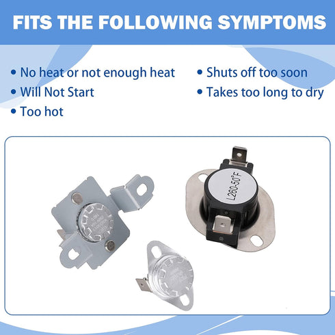 Dryer Thermal Thermostat Kit DC96-00887A & DC47-00016A Thermal Fuse & DC47-00018A Thermostat Fit for Samsung Thermal Fuse Dryer, Replacement for Samsung & Kenmore Dryers
