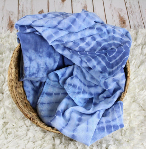 j & Alex's Tie-Dye 100% Cotton Muslin Swaddle Blankets - Skyview, Blue 2 Count - Hand-Dyed Baby Swaddles for Newborn Girls, Boys, Receiving Blanke...
