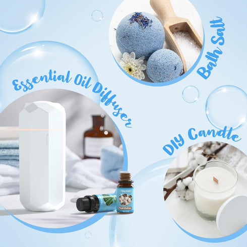 SALKING Clean Fragrance Oils, Premium Essential Oil for Diffuser, Scented Oil Gift Set for Soap Candle Making - Lemongrass, Fresh Cotton, Fresh Li...