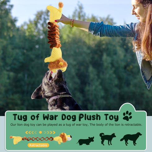 Large Squeaky Dog Toys- Cute Stretching Lion Dog Toys- Tug of War Plush Dog Chew Toys for Small,Medium and Large Dogs (L-7)...