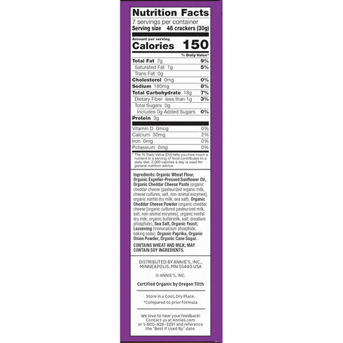 Annie's Organic White Cheddar Bunnies Baked Snack Crackers, 7.5 oz...