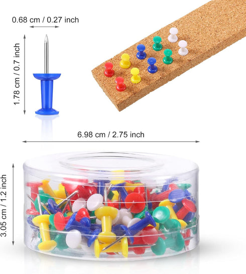Uanchu Cork Strips Bulletin Bar Strips Pin Board Bar Strips Frameless Notice Board Strip with 1 Roll Double Side Tape 100 Push Pins for Office Bac...
