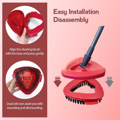 Spin Mop Scrub Brush Head Compatible with RinseClean 2-Tank System, 2 pcs Scrub Brush, Floor Scrubber Hard Bristle Cleaning Brush for Bathroom, Ki...