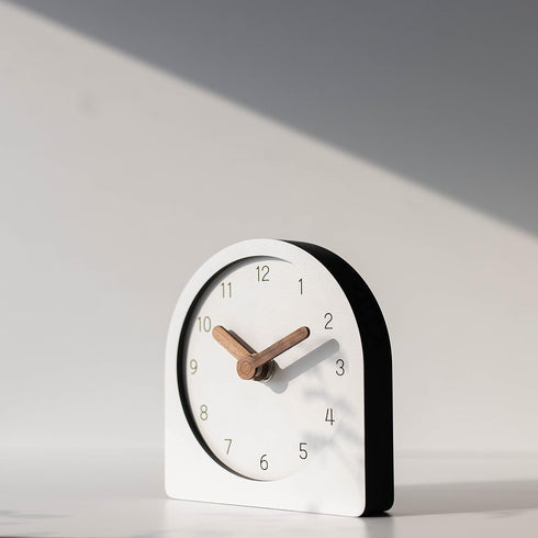 Wooden Silent Non-Ticking Battery Operated Decorative Small Mini Analog Modern Shelf Desk Table Mantel White Clock for Home, Office, Living Room, ...