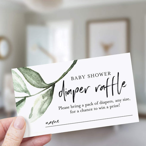 Bliss Collections Diaper Raffle Tickets for Baby Shower, Rustic Greenery, Invitation Card Inserts for Fun Baby Shower Game with a Chance to Win, 2...
