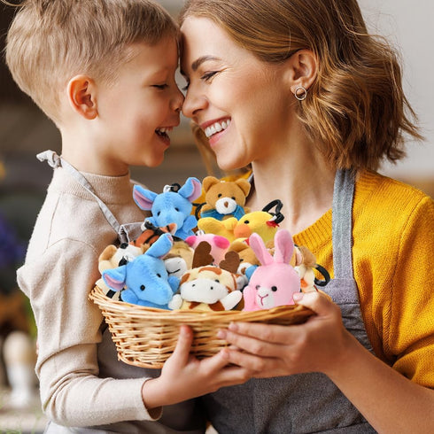 24Pack Mini Animal Plush Toy Set, Cute Animal Assortment Keychain Toys, Small Stuffed Animal Set Gifts for Kids, Christmas Stocking Stuffer, Easte...