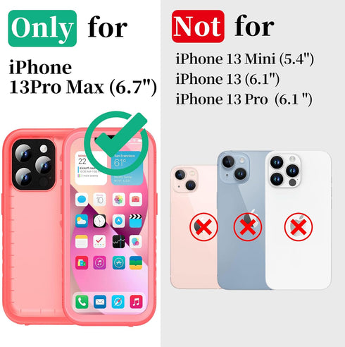 Cozycase Compatible with iPhone 13 Pro Max Waterproof Case - Full Body Dustproof Shockproof Built-in Screen Protector Rugged Waterproof Case for i...